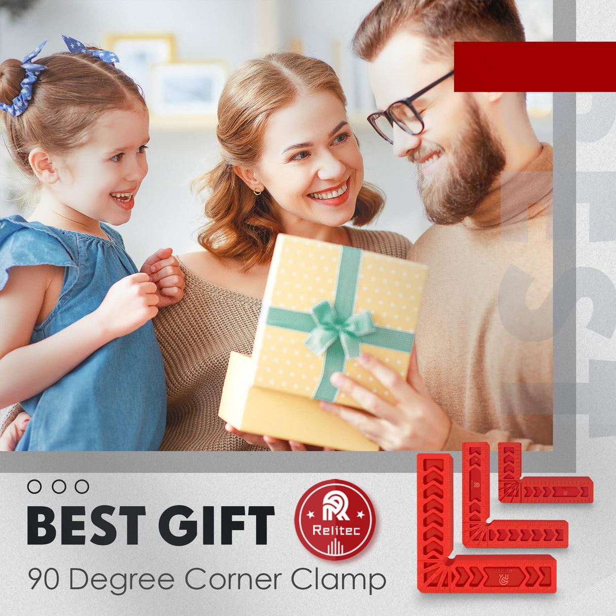 Relitec R 90 Degree Positioning Squares, Clamping Square, Right Angle Clamp Corner Clamp Woodworking Tools for Wood Cabinets, Carpenter Tool for Relitec R