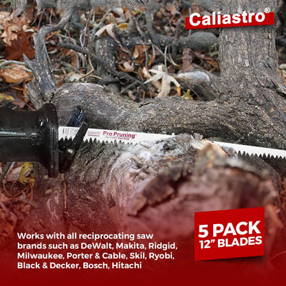 Caliastro 12-Inch Wood Pruning Saw Blades for Reciprocating/Sawzall Saws - 5 Pack - WoodArtSupply