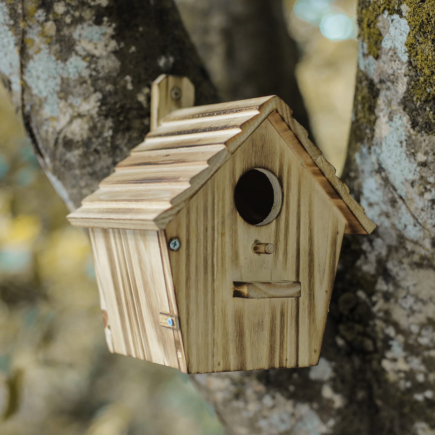 Bird House Bird Houses for Outside with Pole Wooden Bird House for Finch Bluebird House Cardinals Hanging Birdhouse Clearance Garden Country Cottages NATUREYLWL