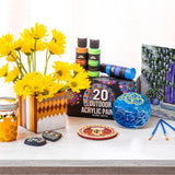 Outdoor acrylic paint set (2 fl oz)- 20 Tubes 2 with Glow in the Dark Effect - Art supplies for Adults - For multiple use- Woods, Leather, Metal & Zenacolor
