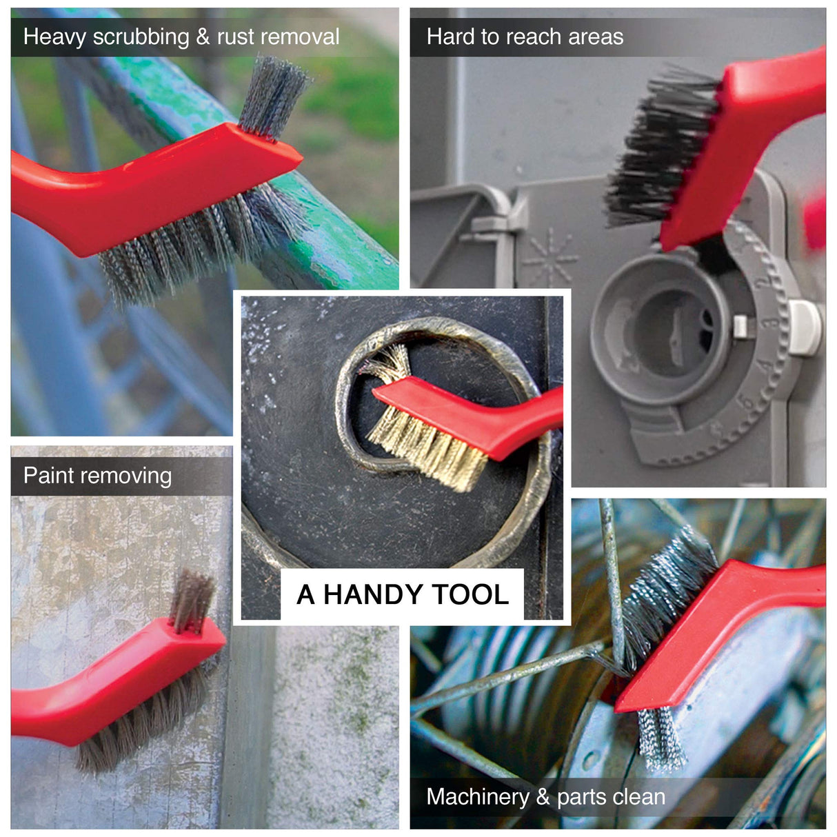 Lavaxon Wire Brush Set 3Pcs - Nylon/Brass/Stainless Steel Bristles with Curved Handle Grip for Rust, Dirt & Paint Scrubbing with Deep Cleaning – 7 Lavaxon