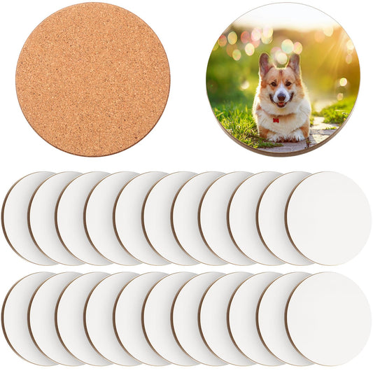 Ziliny 24 Pcs Sublimation Coasters 4 x 4 Inch Hardboard Coaster Cork and MDF Blank Coasters Sublimation Car Coasters Heat Press Parts Accessories for - WoodArtSupply