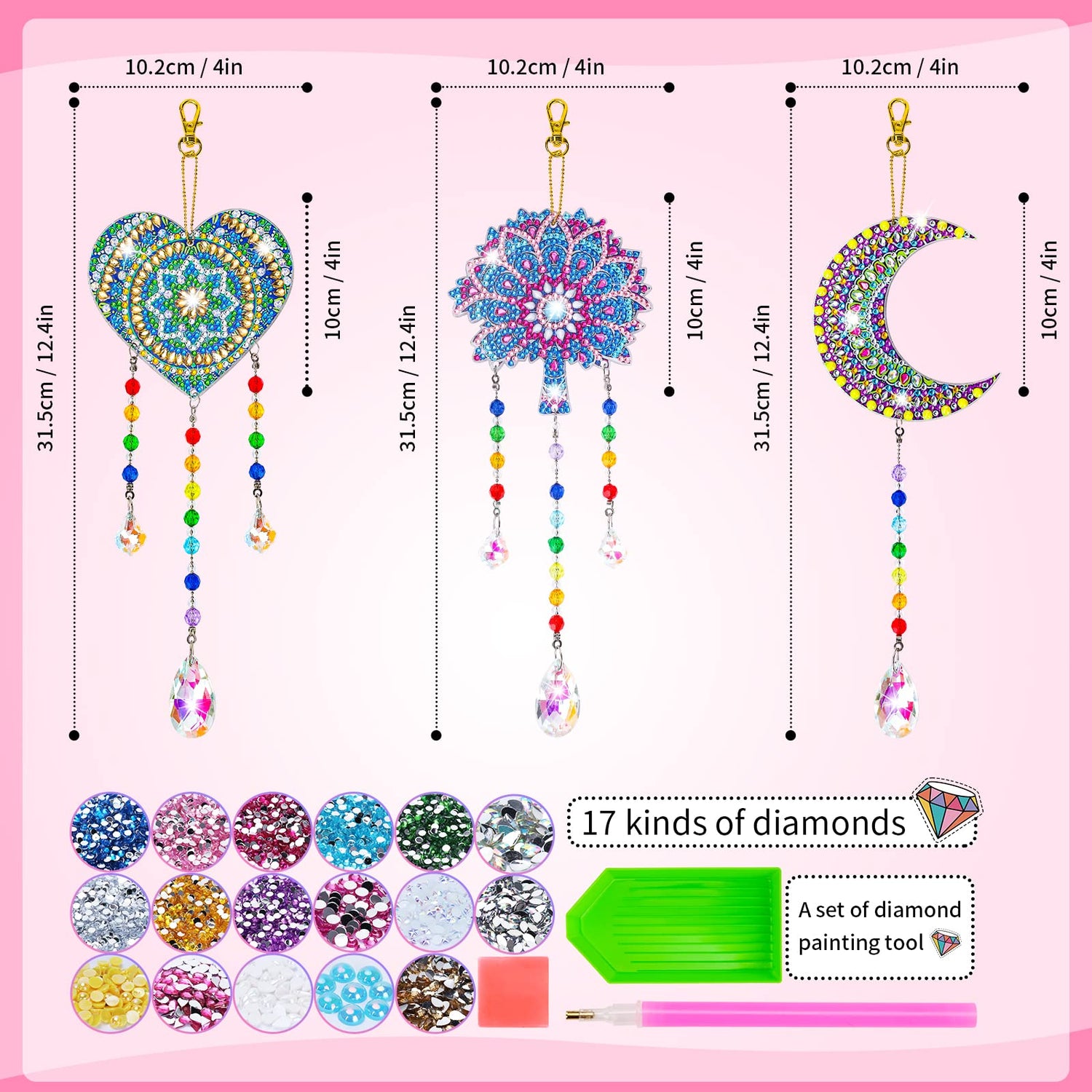 Gift for 6-7-8-9-10 Yeal Old Girls Boys: Arts and Crafts for Kids Age 6-8-10-12 Diamond Art Wind Chimes Kit for Girl Toys Age 5-11 Present Sun Anofty