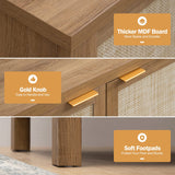 SICOTAS Sideboard Buffet Coffee Bar Cabinet - Boho Rattan Credenza Cabinet with Storage Rattan Decorated Doors - 3 Pieces Farmhouse Kitchen Storage SICOTAS