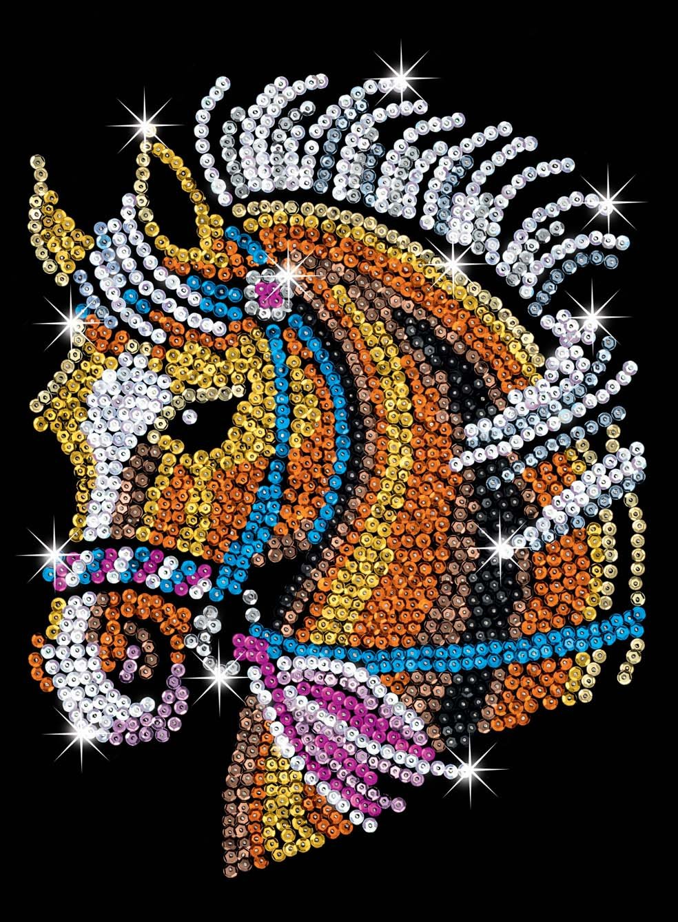 Sequin Art Blue Horse, Sparkling Arts and Crafts Kit; Creative Crafts for Adults and Kids Sequin Art