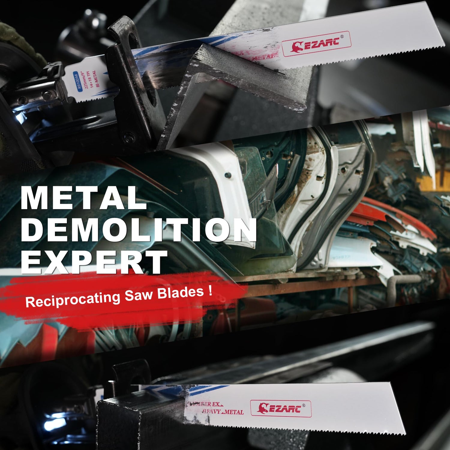 EZARC Reciprocating Saw Blade, 6-Inch Bi-Metal Sawzall Blades 14+18TPI for Steel Demolition R610DM (5-Pack) EZARC