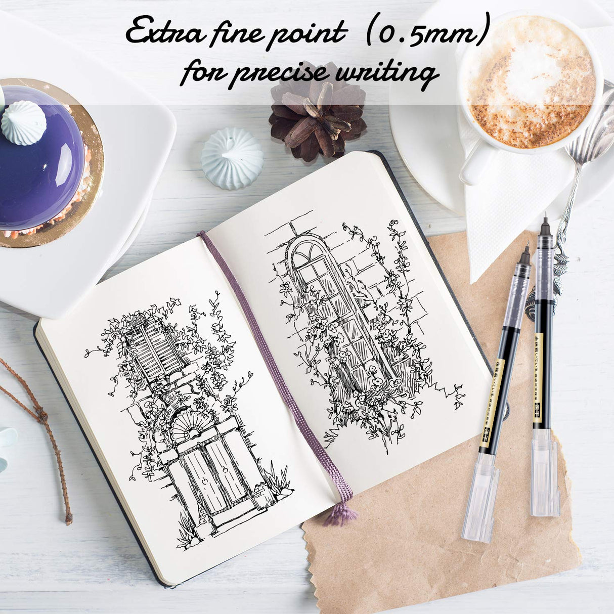 12 Pieces Rolling Ball Pens, Quick-Drying Ink 0.5 mm Extra Fine Point Pens Liquid Ink Pen Rollerball Pens (Black Ink) Frienda