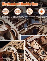 MIEBELY Electrical 3D Wooden Puzzles Adults Craft Toys DIY Marble Run Model Building Kits Block Toys W/Motor, Mechanical Gear Engineering Kit Home MIEBELY