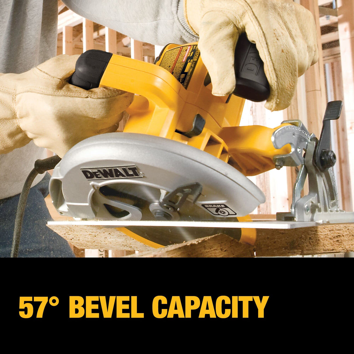 DEWALT Circular Saw, 15 Amp, 57 Degree Bevel, Electric Brake, Corded (DWE575SB) DEWALT