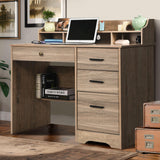 Catrimown Computer Desk with Drawers and Hutch, Wood Executive Desks for Home Office Bedrooms Desk Student Teen Writing Laptop Table, Small Desk with Catrimown