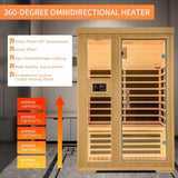 Far Low Infrared Indoor Sauna,2 Person Home Hemlock Wooden Dry Sauna Set,1750W Personal Sauna Room Home Workout Use,Birthday Anniversary Christmas Homsido