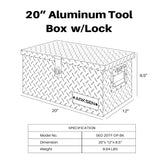 ARKSEN 20 Inch Heavy Duty Aluminum Diamond Plate Tool Box Chest Box Pick Up Truck Bed RV Trailer Toolbox Storage with Side Handle and Lock Keys – ARKSEN