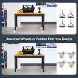 HABUTWAY Height Adjustable Workbench with Wheels 48" x 24" 2000 Lbs Capacity Oak Board Work Station Heavy-Duty Rolling Work Benches for Garage Party HABUTWAY