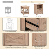 PrimeZone 30" Tall Nightstand for King & Queen Bed with Storage Drawer & Open Cubby - Beige Wood End Table Bedside Table for Living Room, Bedroom, PrimeZone