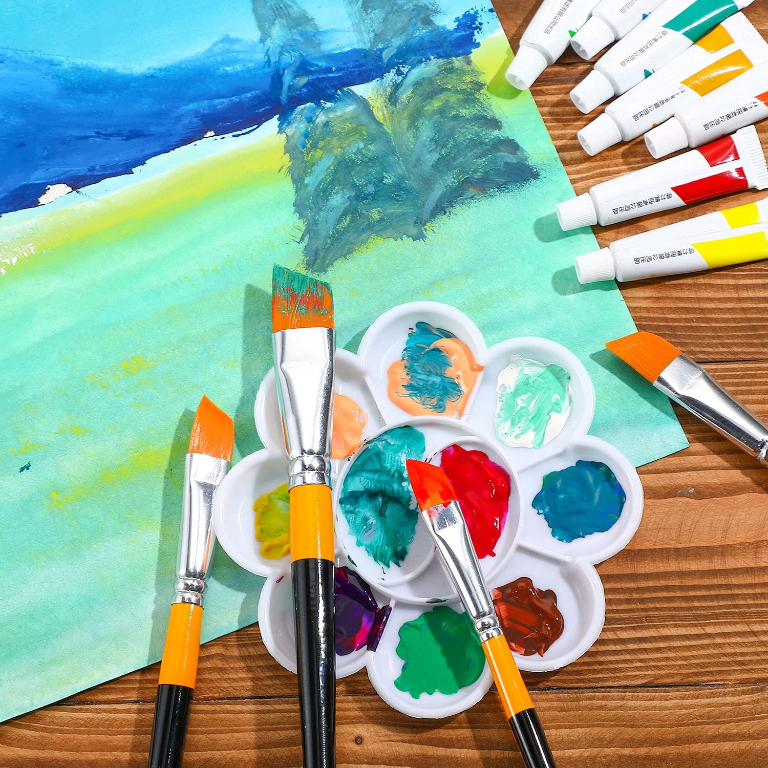 Paint Brush Acrylic Paint Brushes Angled Flat Art Paint Brush Set Small Artist Paint Brushes for Acrylic Craft, Watercolor, Oil, Gouache, Face Body Containlol