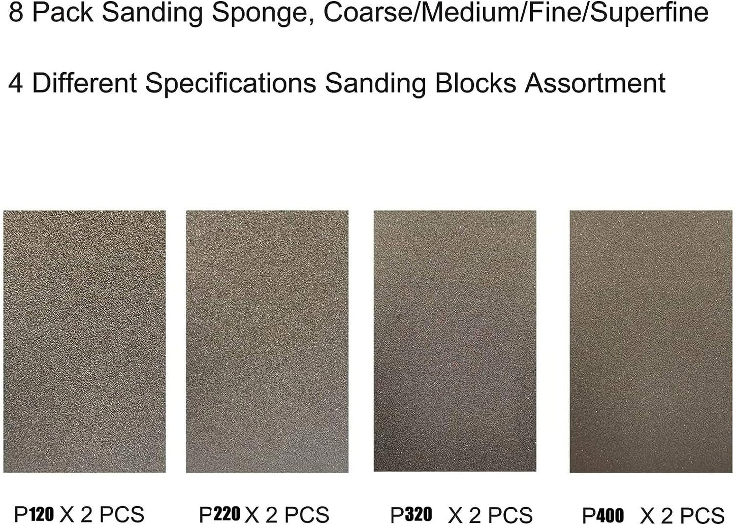 8 PCS Sanding Sponge,120 220 320 400 Coarse Medium Fine Grit Sanding Block, Sander Sponges for Drywall Metal, Sandpaper Sponge Sanding Blocks for