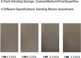 8 PCS Sanding Sponge,120 220 320 400 Coarse Medium Fine Grit Sanding Block, Sander Sponges for Drywall Metal, Sandpaper Sponge Sanding Blocks for SACKORANGE