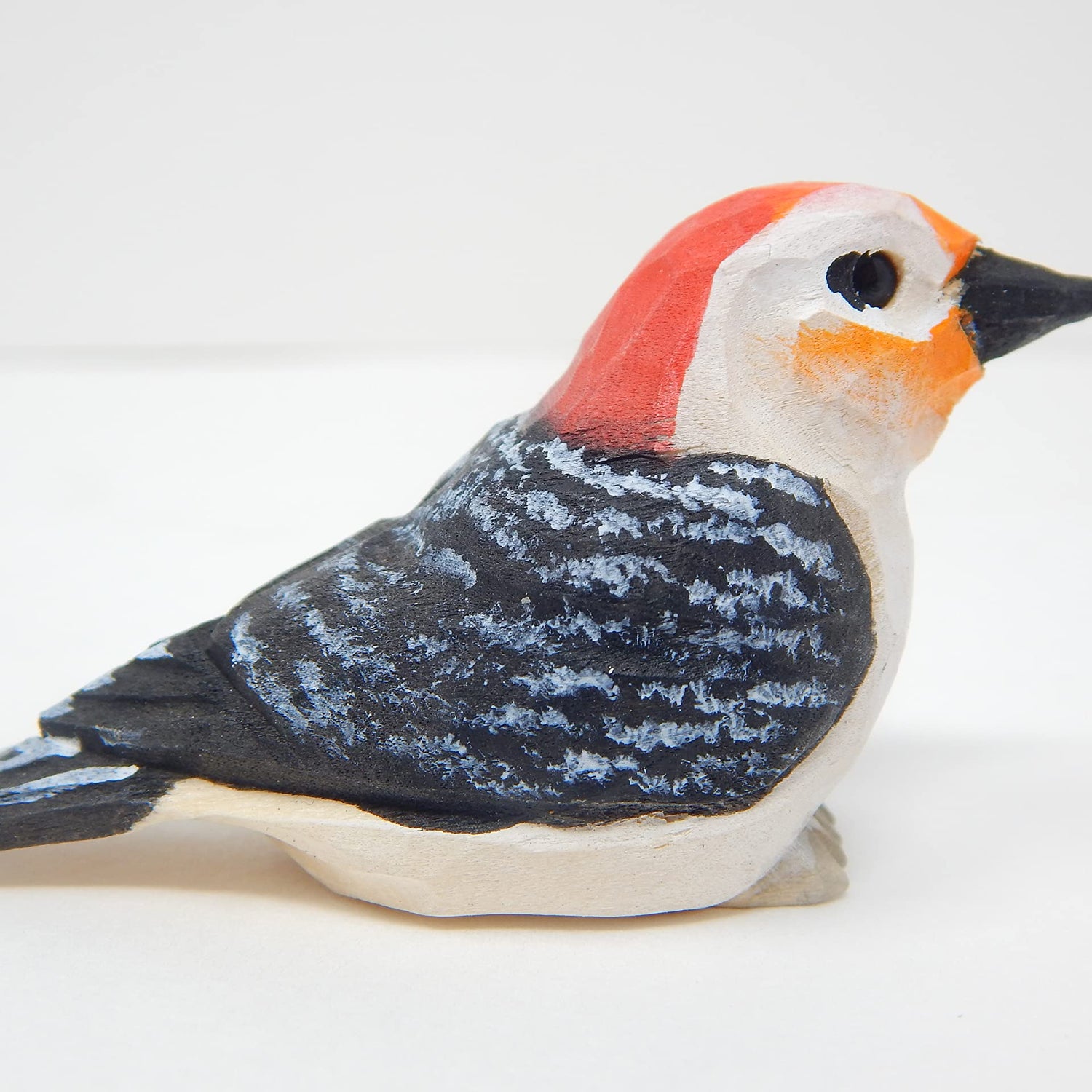 Red Bellied Head Woodpecker Wood Figurine Forest Common Woodland Pecker Sapsucker Miniature Bird Art Carve Small Animal Selsela