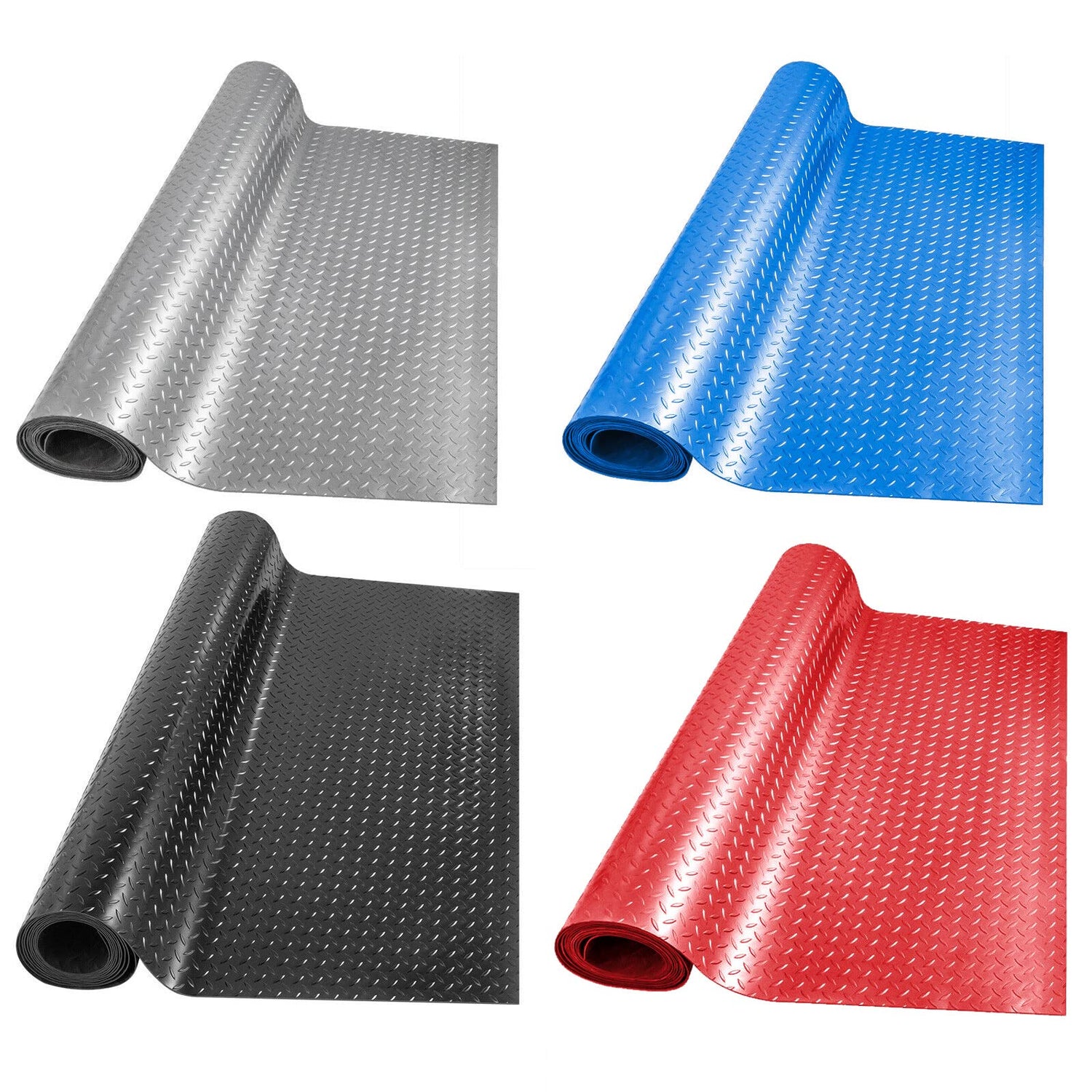 Boshen 5Ft x 17Ft Garage Floor Mat 2.5mm Thickened Rubber Flooring Roll 85sqft Diamond Plate PVC Rubber Trailer Mat Non-Slip Floor Protector Mat for Boshen
