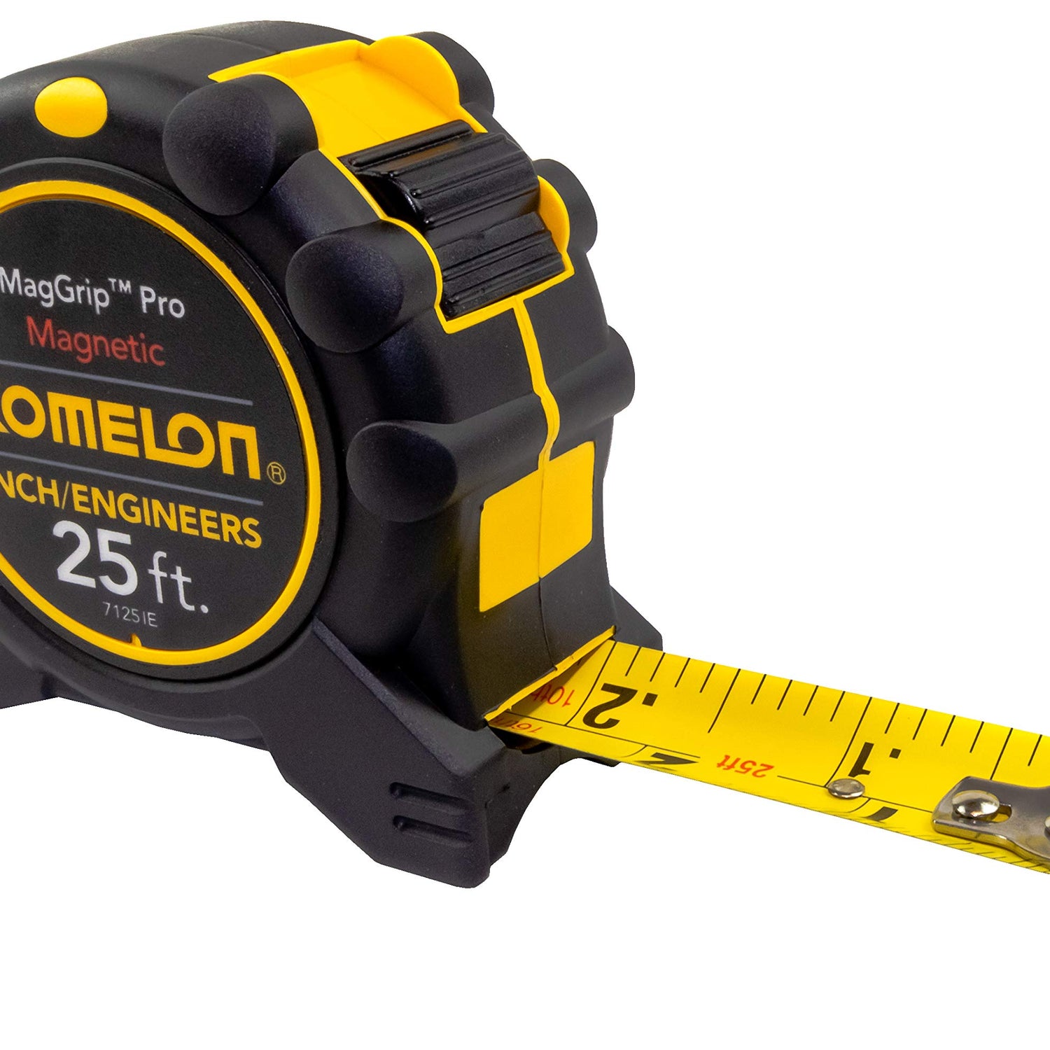 Komelon 7125IE; 25' x 1" Magnetic MagGrip Pro Tape Measure with Inch/Engineer Scale, Yellow/Black Komelon