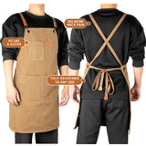 INMTIE woodworking apron. Heavy wax canvas work apron (Khaki) INMTIE