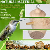 Hummingbird House, 2 PCS Wooden Hummingbird Houses for Outside for Nesting, Screwable Cover Hummingbird Houses with Red Ribbons, Gardening Gifts Home LOTKEY