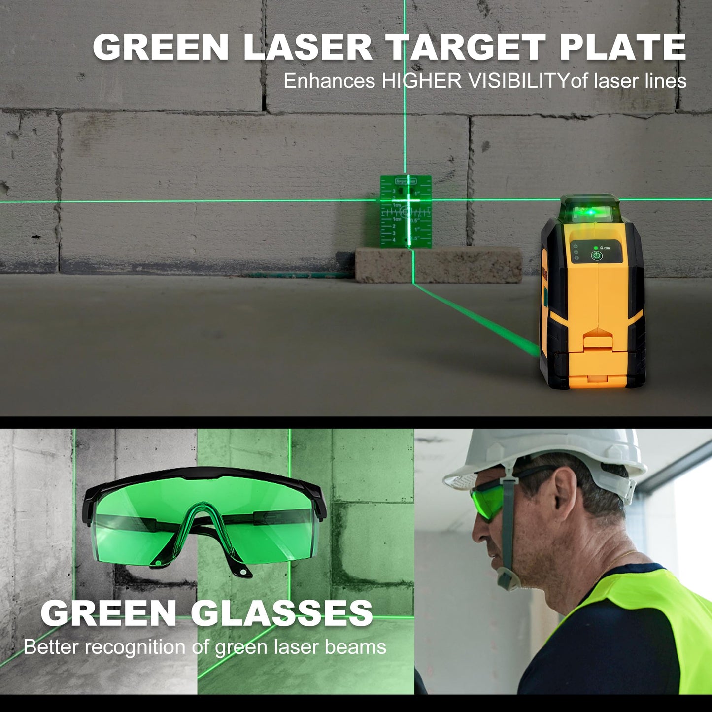 PREXISO 360° Laser Level with Tripod, 100Ft Self Leveling Cross Line Laser- Green Horizontal Line for Construction, Floor Tile, Renovation with