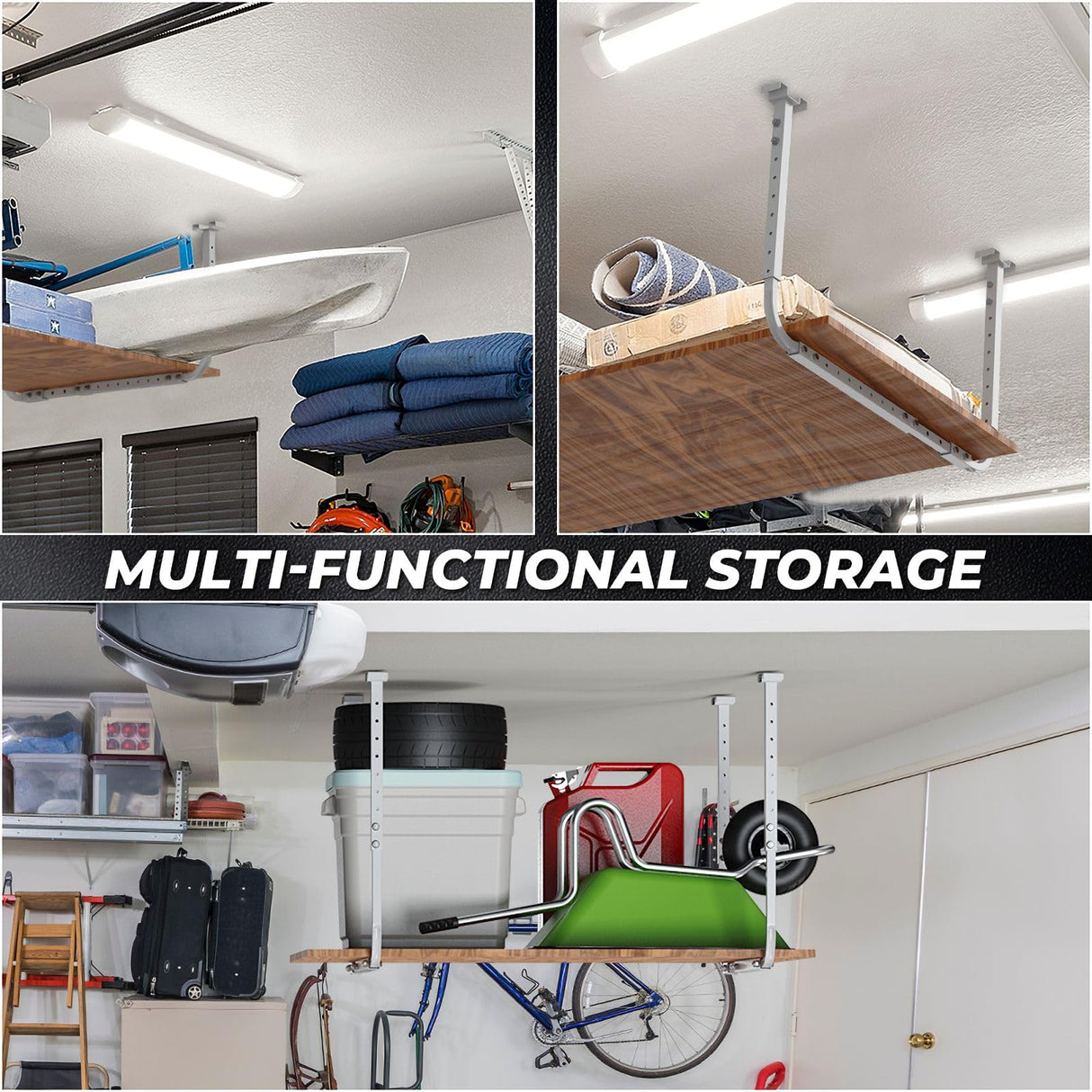 ruiru bro Garage Ceiling Storage Racks,Adjustable Overhead Garage Storage Rack,Retractable Garage Ceiling Storage,Ceiling Mounted Heavy-duty Garage ruiru bro