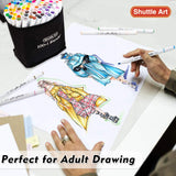 Shuttle Art Alcohol Marker Pad Bundle, Set of 101 Colors Dual Tip Alcohol Markers + 80 Sheets Marker Pad Shuttle Art