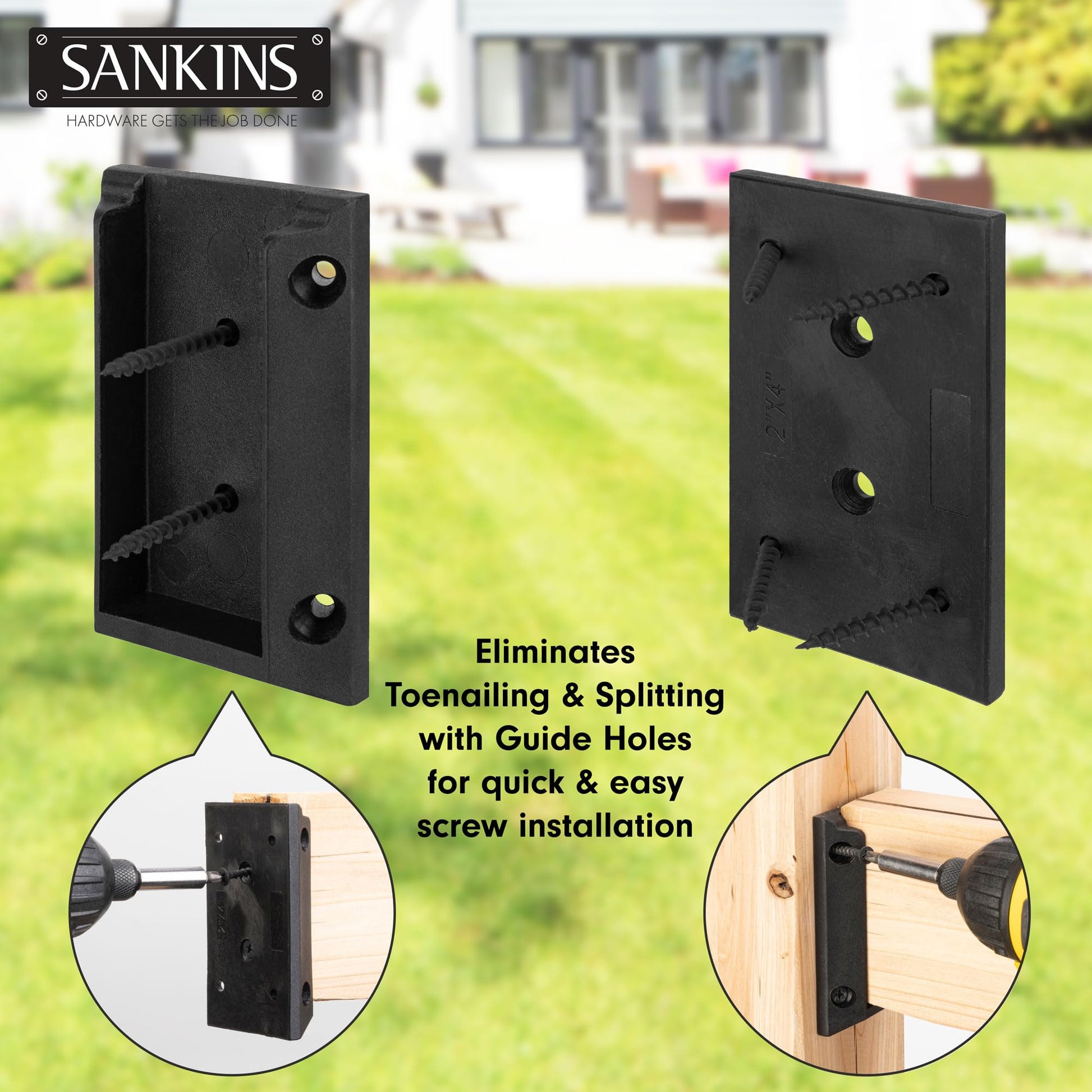 SANKINS 10pcs Deck Railing Bracket Connectors for 2x4, Deck Railing Kit Durable PP Plastic, Brackets for Connection of Wooden Deck Railing Posts, - WoodArtSupply