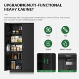 Greenvelly Metal Garage Storage Cabinet with with Pegboard,Black Tool Steel Cabinet with Doors and Adjustable Shelves, Tall Lockabke Garage Cabinet Greenvelly