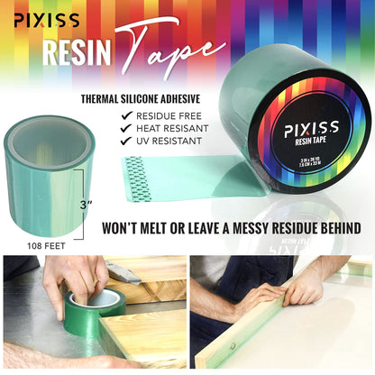 Pixiss Epoxy Resin Tape Mold Release Tuck Tape for Epoxy Resin - Extra Wide Epoxy Mold Release Tape, Polyester Tape for Resin UV Tape Release Film, - WoodArtSupply