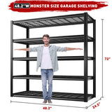 REIBII 48.2''W Garage Shelving Heavy Duty Loads 3010LBS Garage Storage Shelves Heavy Duty Shelving 5 Tier Adjustable Metal Shelving for Storage Rack REIBII