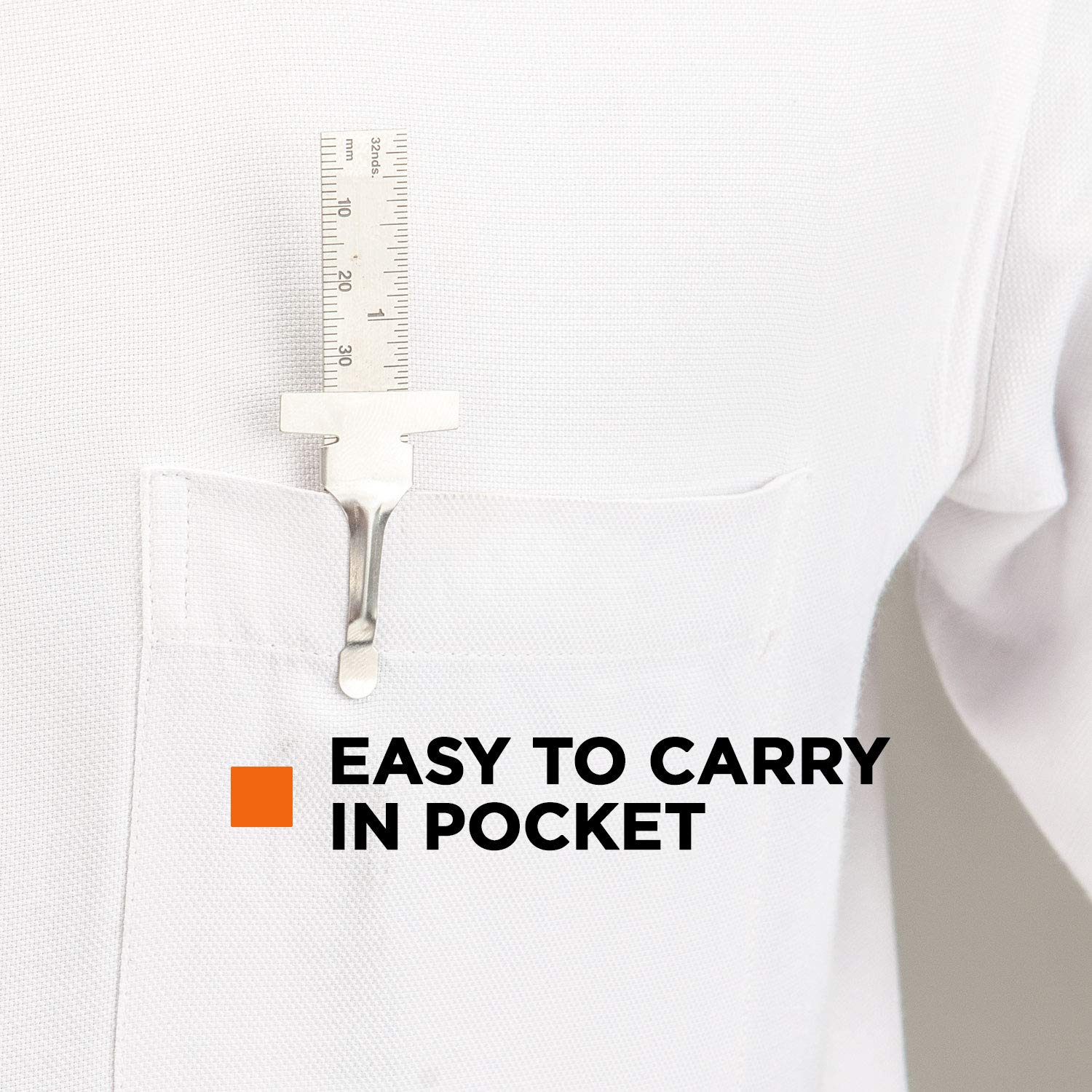 Groz 6-inch Pocket Ruler | Stainless Steel | Imperial & Metric Graduations (01337) Groz