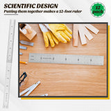 Ctosree 12 Pcs Engineer Metric Ruler with Inch Graduations 1/8, 1/16, 1/32, 1/64'' Machinist Ruler Millimeter Ruler Woodworking Ruler Stainless Steel Ctosree