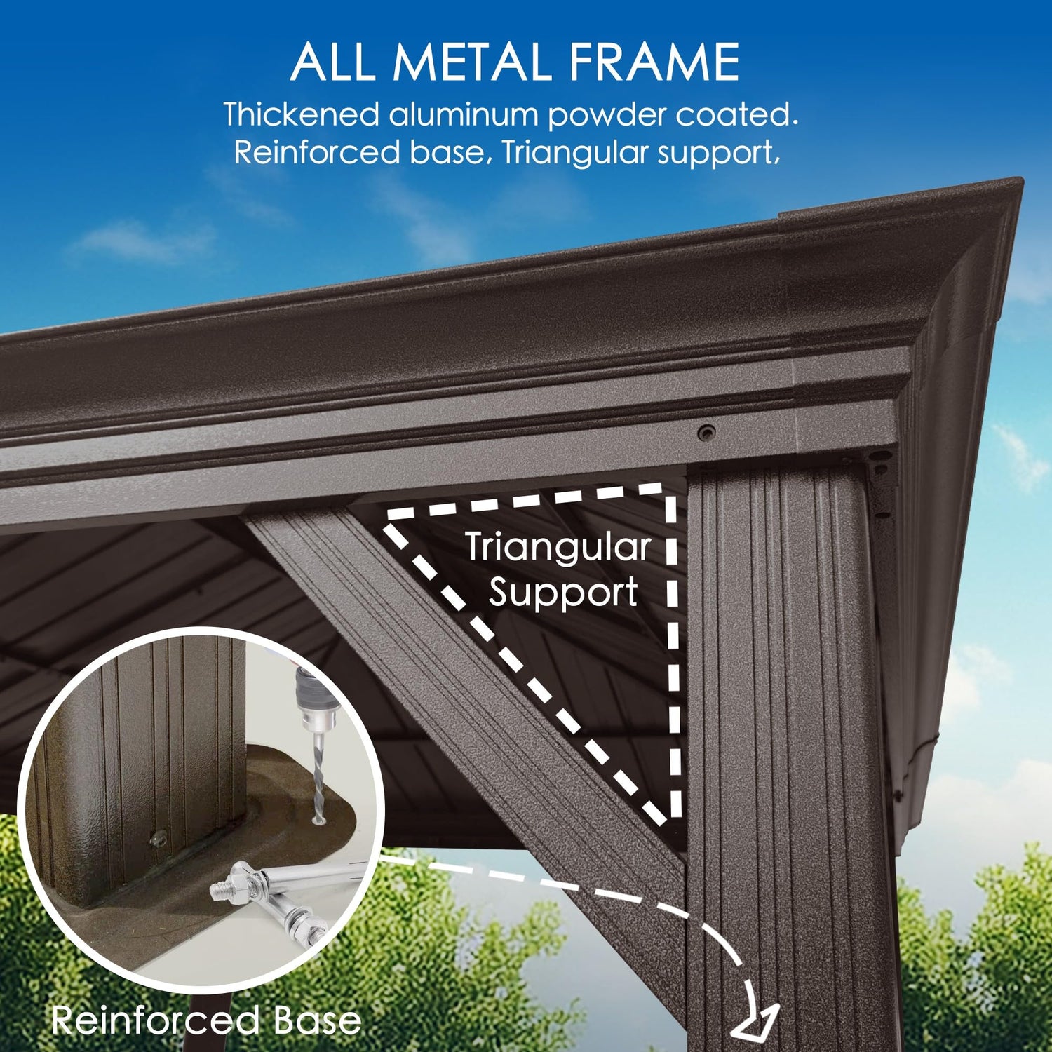 Kozyard Alexander 12' X 20' Hardtop Gazebo, Aluminum Metal Gazebo with Galvanized Steel Double Roof Canopy, Curtain and Netting, Permanent Gazebo Kozyard