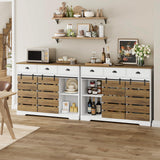 HOSTACK Farmhouse Coffee Bar Cabinet, 47" Kitchen Buffet Cabinet with Storage, Barn Doors Sideboard Storage Cabinet, Wood Buffet Sideboard with HOSTACK