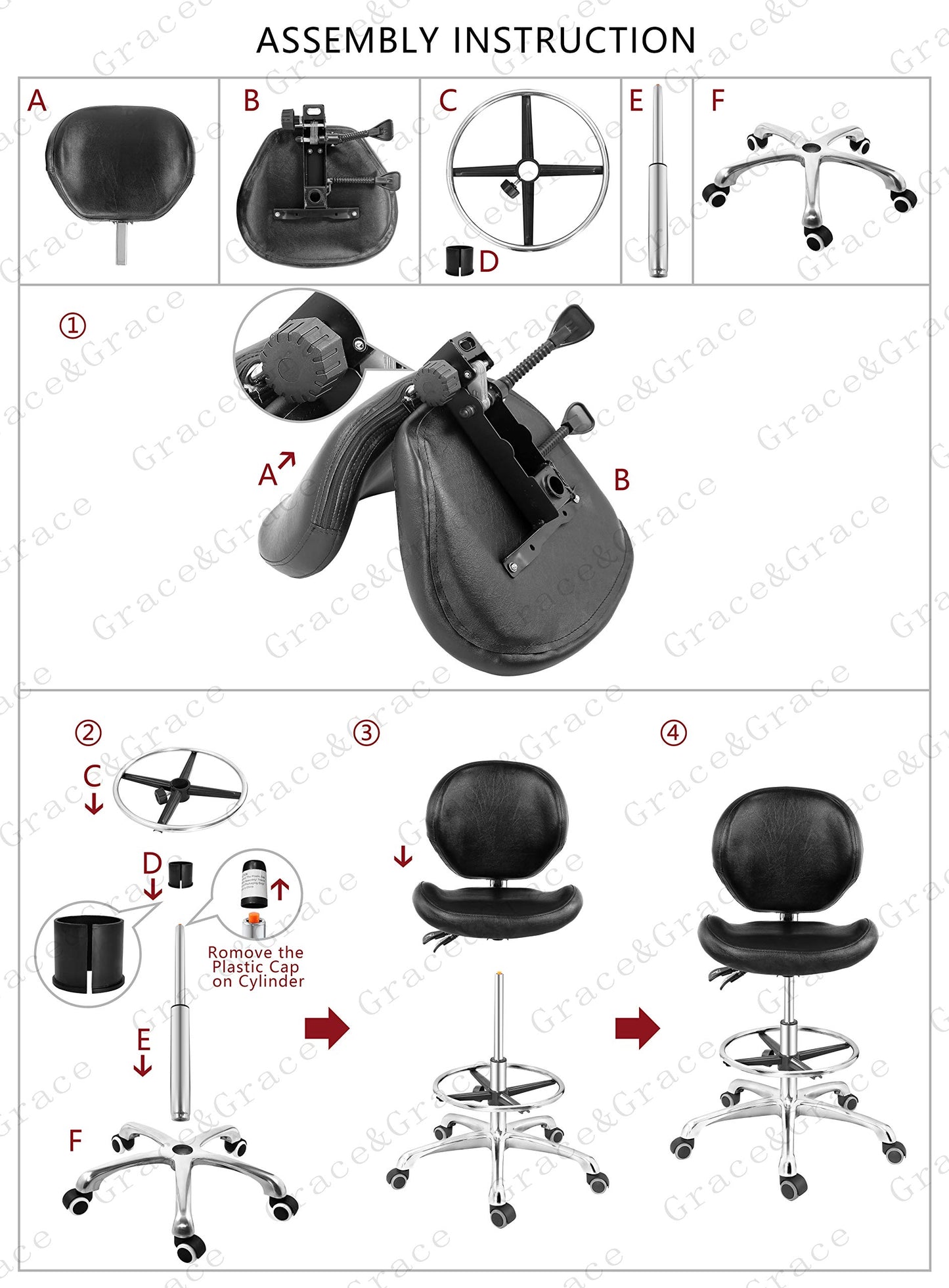 Drafting Chair Adjustable Tall Shop Stool, Rolling Chair with Backrest and Footrest for Computer, Studio, Workshop, Classroom, Lab, Counter, Home - WoodArtSupply