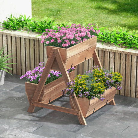 Giantex Vertical Raised Garden Bed, 3 Wood Planter Boxes for Flower Vegetable Fruit Herb, Freestanding Garden Planter with Drain Holes, Elevated Giantex