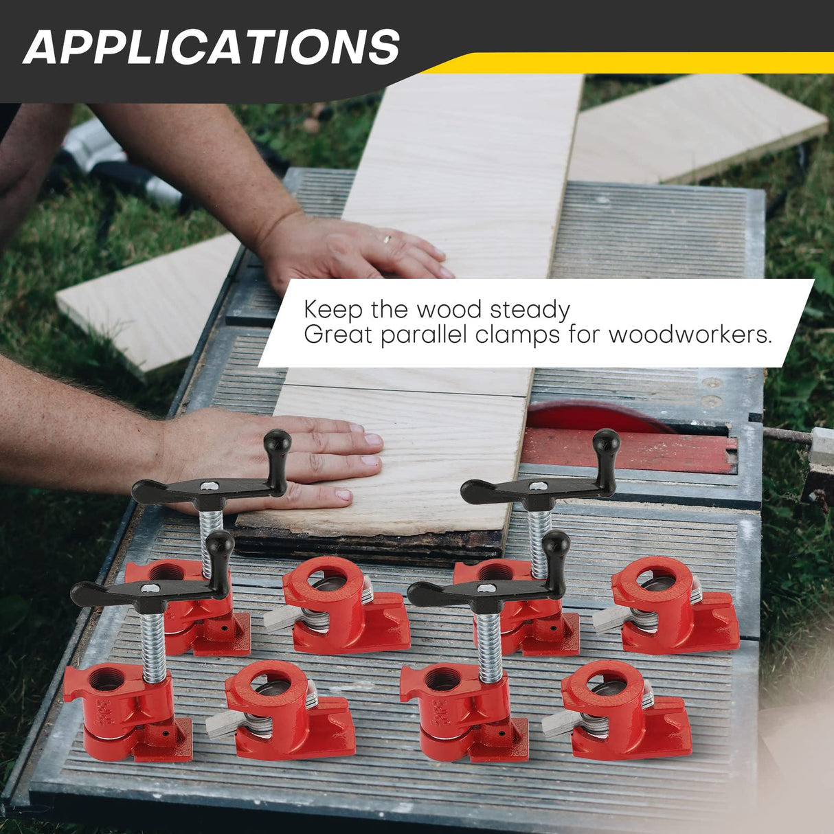 Acymner Wood Gluing Pipe Clamp Set | 3/4" Heavy Duty Woodworking Cast Iron Pipe Clamps Quick Release Pipe Wood Clamps (4 Pack, 3/4") Acymner