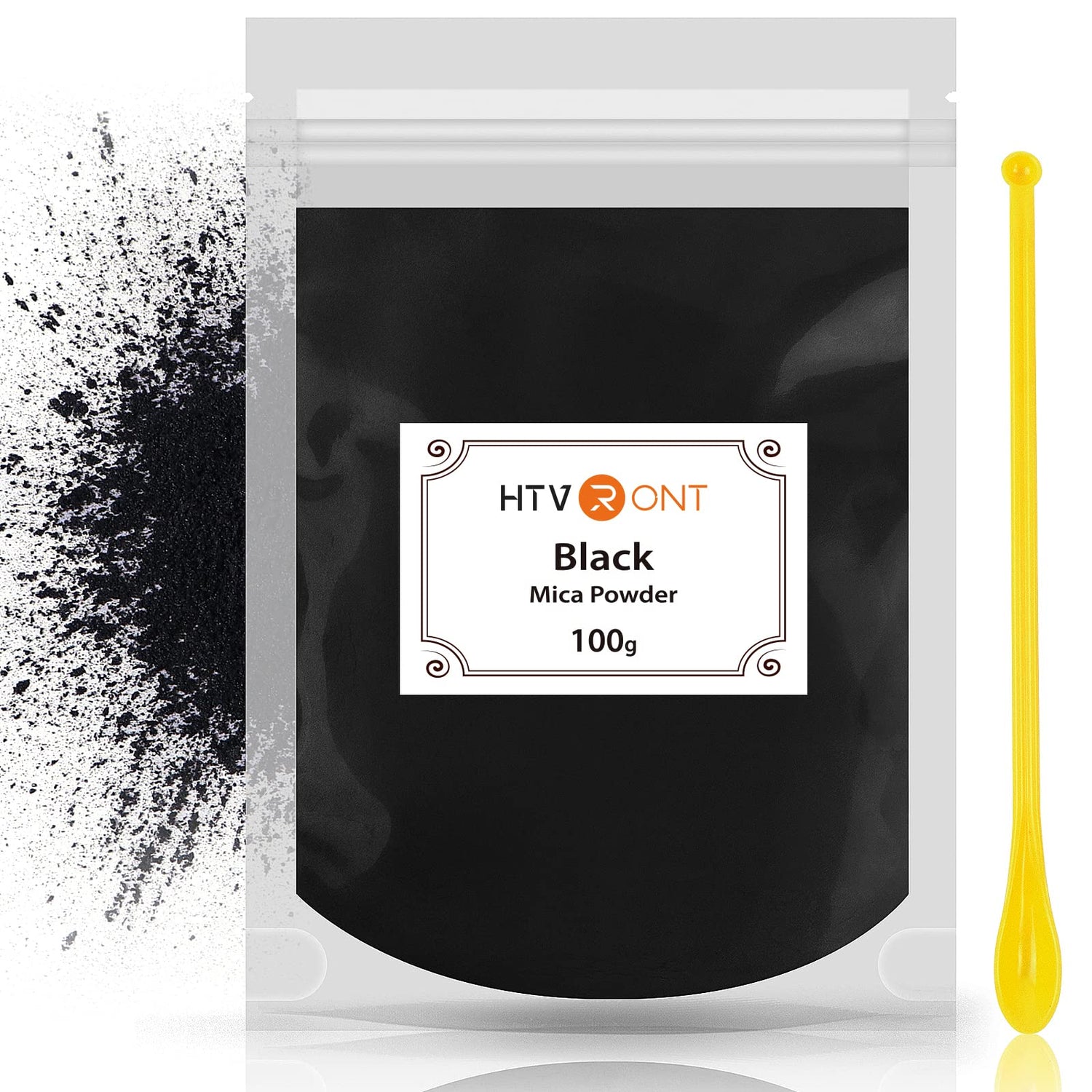 HTVRONT Black Mica Powder for Epoxy Resin - 3.5 oz (100g) Easy to Mix Resin Pigment Powder, Nature Non-Toxic Mica Powder for Soap Making, Candle HTVRONT
