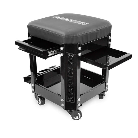 OEMTOOLS 24994 Workshop Creeper Seat (Black), Mechanics Stool with Wheels, Rolling Work Seat with Built In Toolbox, Mechanic Roll Chair with OEMTOOLS