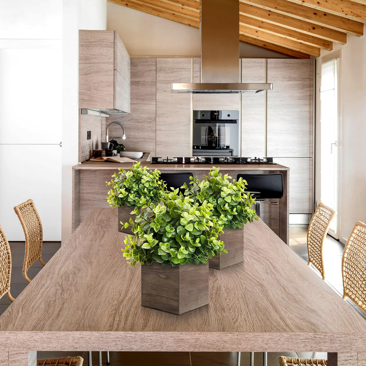 Suzile 12 Set 4 Inch Wooden Planter Box Square Wood Flower Box Rustic Cube Planter Box with Removable Foam Blocks Liner Square Vase for Centerpiece Suzile