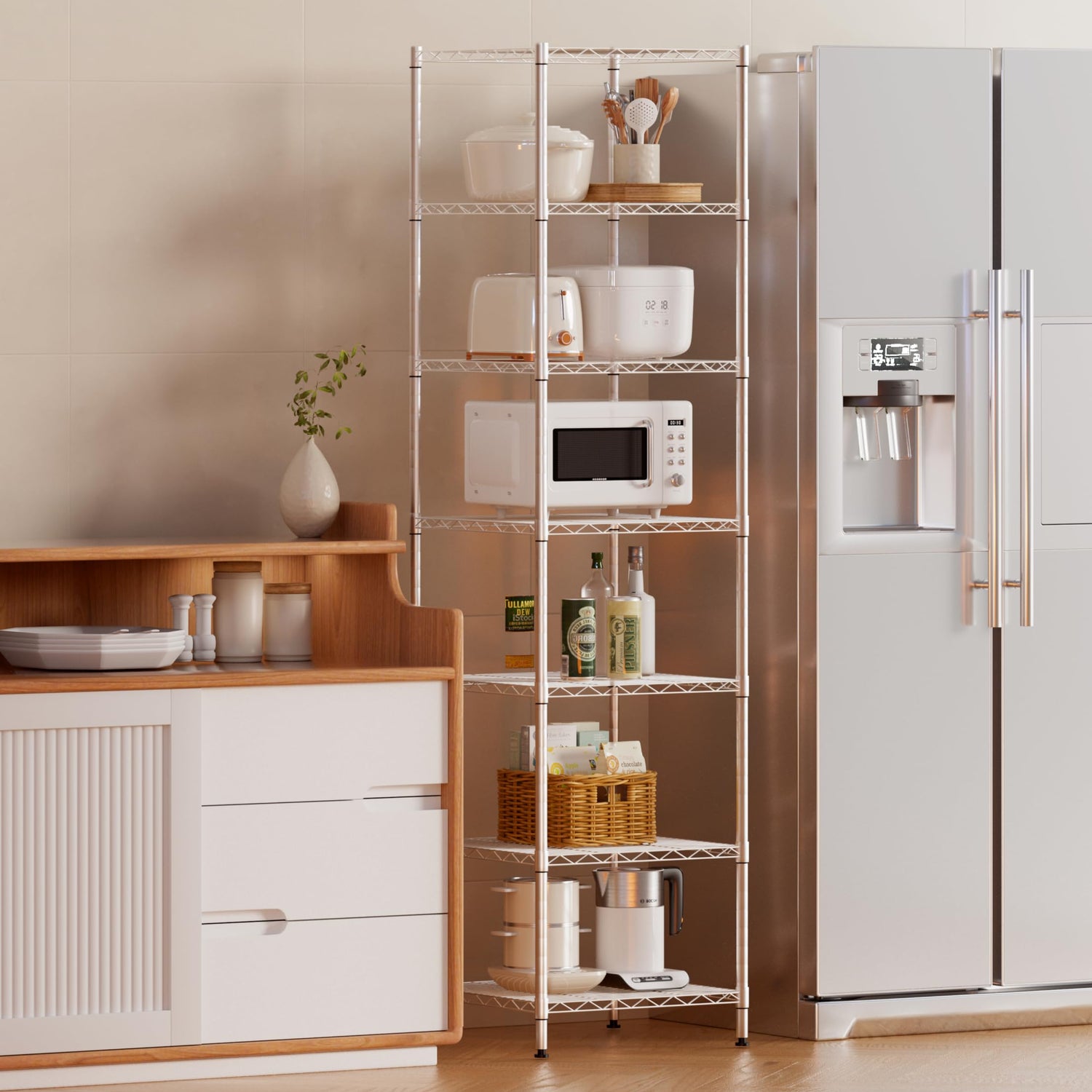 Finnhomy Heavy Duty 7 Tier Wire Shelving, 18x18x72 inches 7 Shelves Storage Rack with Thicken Steel Tube, Pantry Shelves for Storage, Adjustable Finnhomy