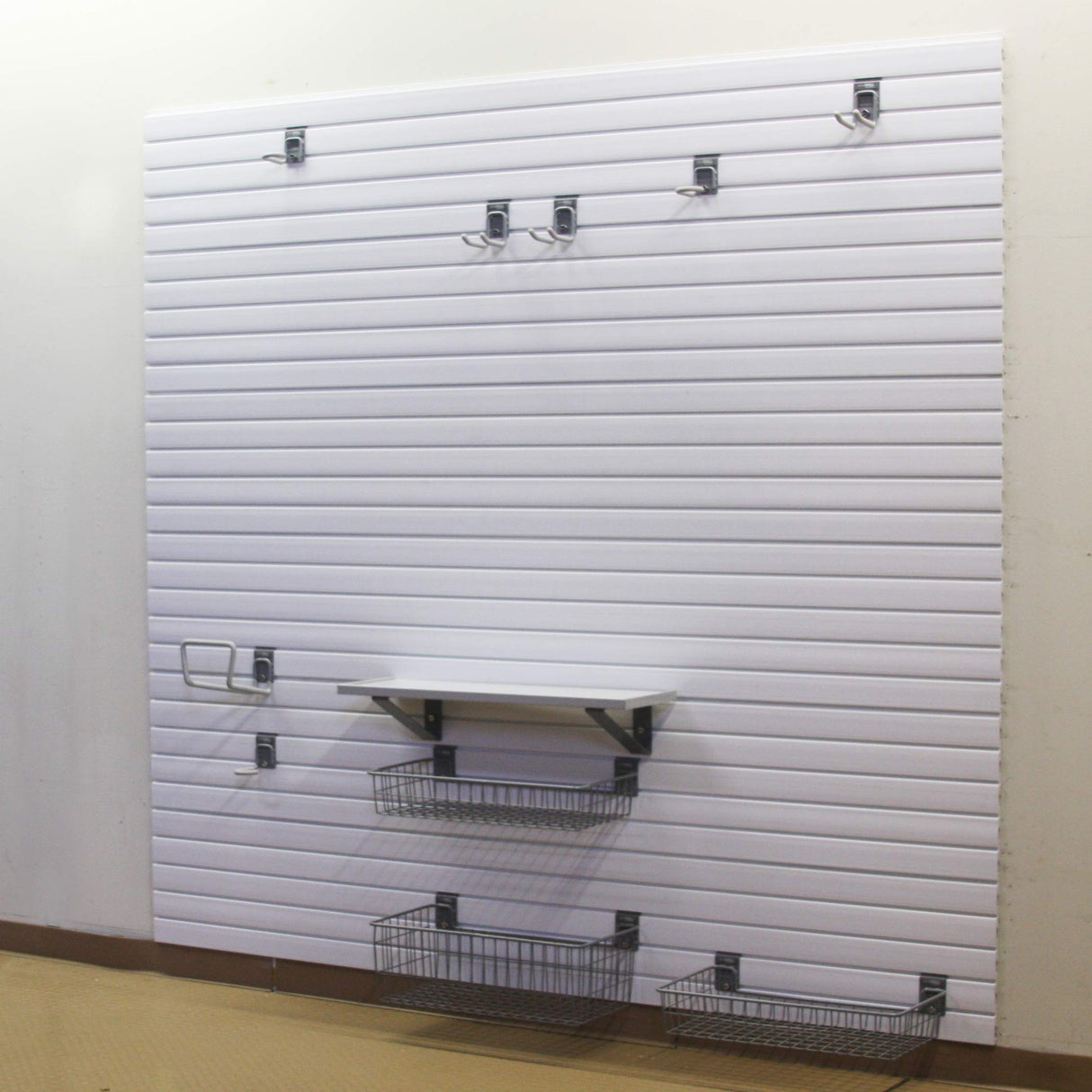 StoreWALL Standard Duty 4' ft. Slatwall Panels (Set of 4 Panels, Covers 16 sq. ft.) (Brite White) StoreWALL