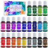 Alcohol Ink Set - 22 Colors x 0.35oz Alcohol Based Ink for Epoxy Resin Painting, Resin Petri Dish Making - Concentrated Alcohol Paint Color Dye for Limino