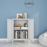 WISUNO Metal Accent Storage Cabinet for Bed Room,Living Room,Home,Hotel,Office,Garage,3-Tier,2 Removable Shelves (2 Metal Door H40.15'', White) WISUNO