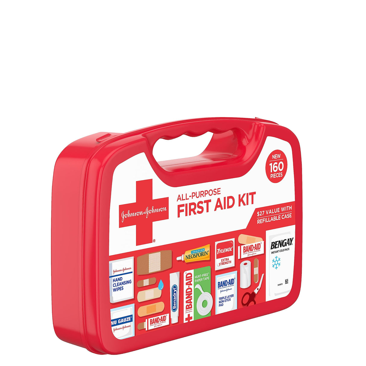 Johnson & Johnson All-Purpose Portable Compact First Aid Kit for Minor Cuts, Scrapes, Sprains & Burns, Ideal for Home, Car, Travel, Camping and Johnson & Johnson