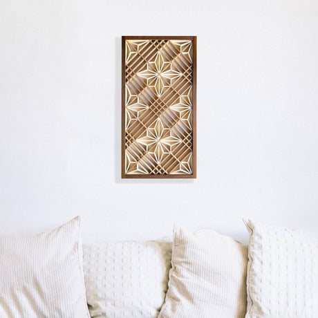 Hinoki Woodworks Kumiko DIY Kit Kakuasa-no-ha Pattern. Ready to Assemble Project with 154 Wood Pieces | Japanese Woodworking craftmanship | Wall Art Hinoki Woodworks