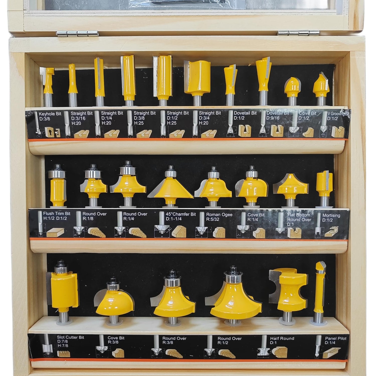 APRW Router Bit Set,24pcs Tungsten Carbide Router Bits 1/4 Shank,Router Bits for Woodworking,for DIY,Beginners and Professional,Available for Solid APRW